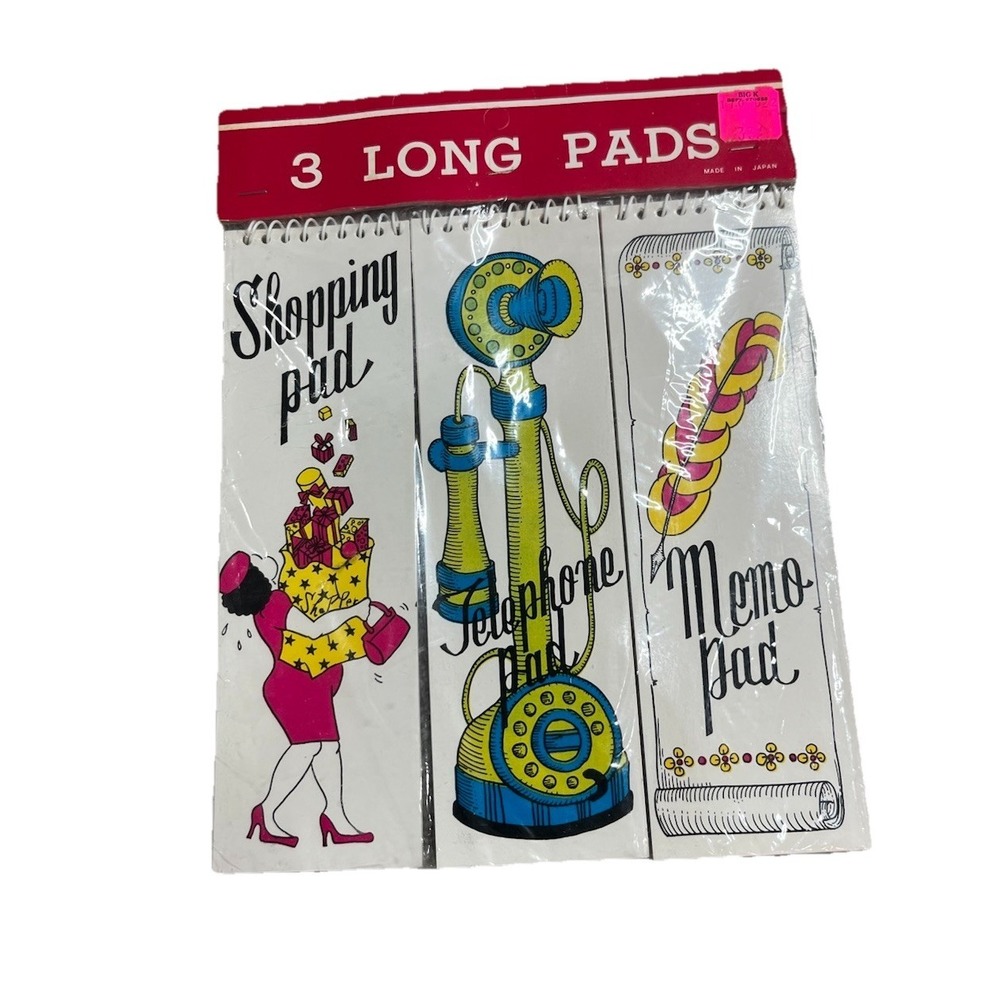 Vtg Long Pads Shopping Pad, Telephone Pad, Memo Pad Made In Japan NOS